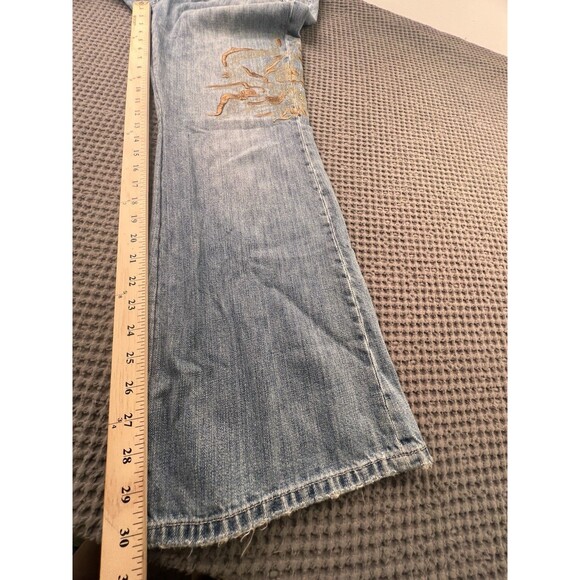 Vintage Calvin Klein Low Rise Flare Women's Denim Jean Size 12 Embroidered Y2k - Picture 10 of 14